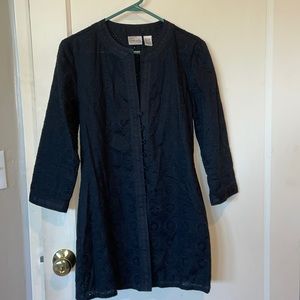 Chicos Embroidered Long Lightweight Duster Jacket